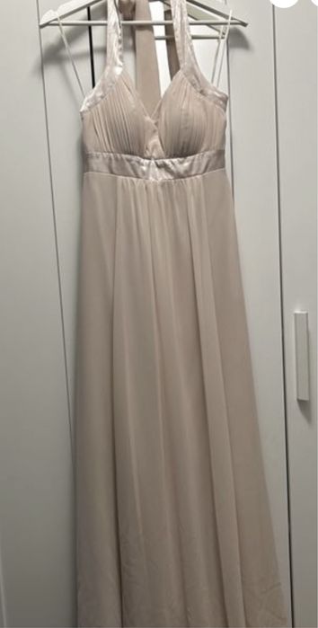 Rochie eleganta din matase roz pudra