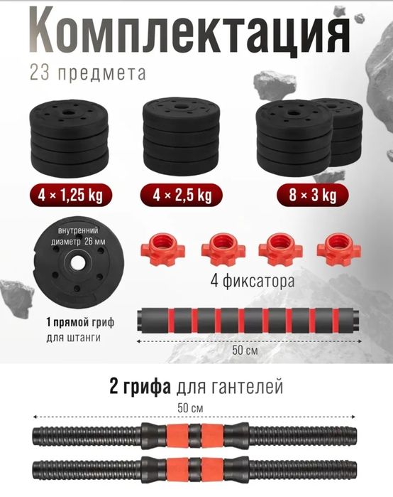 Гантели 2 шт по 20 кг.
