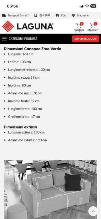 Vand canapea verde, extensibila