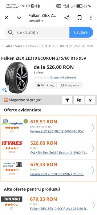 Cauciucuri 215/60R16 vara noi 2025