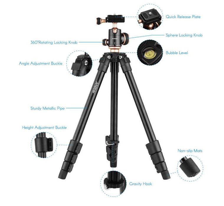 Висококачествен статив / трипод Andoer с панорамна глава