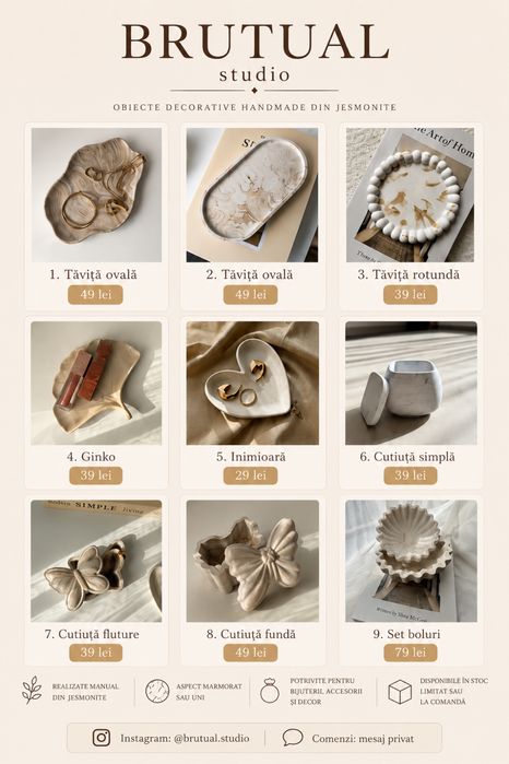 Tăviță decorativă handmade din jesmonite