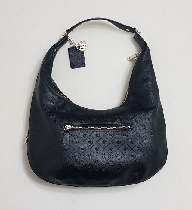 Geanta originala Guess ptr dame, piele neagră, curea umăr, extensibilă