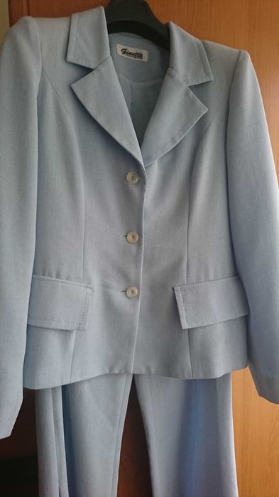 Costum GINETTE albastru deschis , de vara, vaporos, marimea 40-42