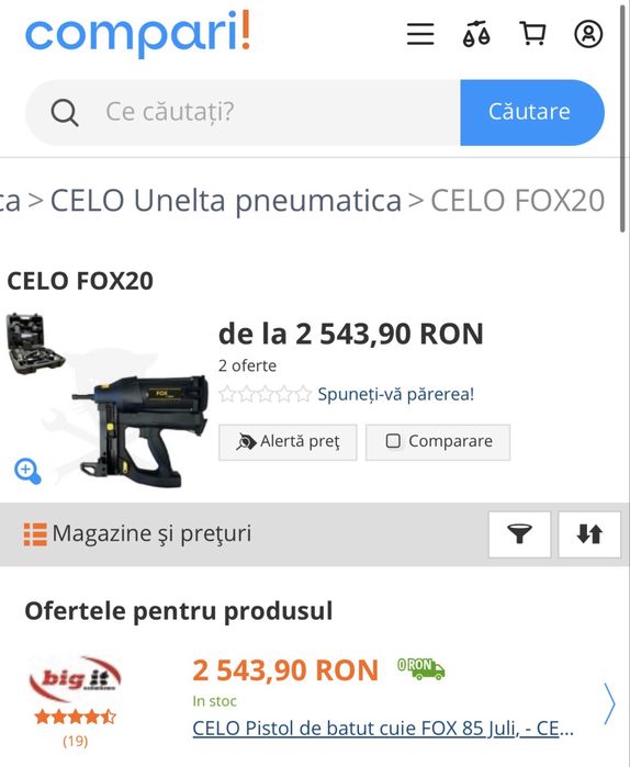 MDM vinde: Pistol de batut cuie Celo Fox 20+2 acumulatori+Incarcator.