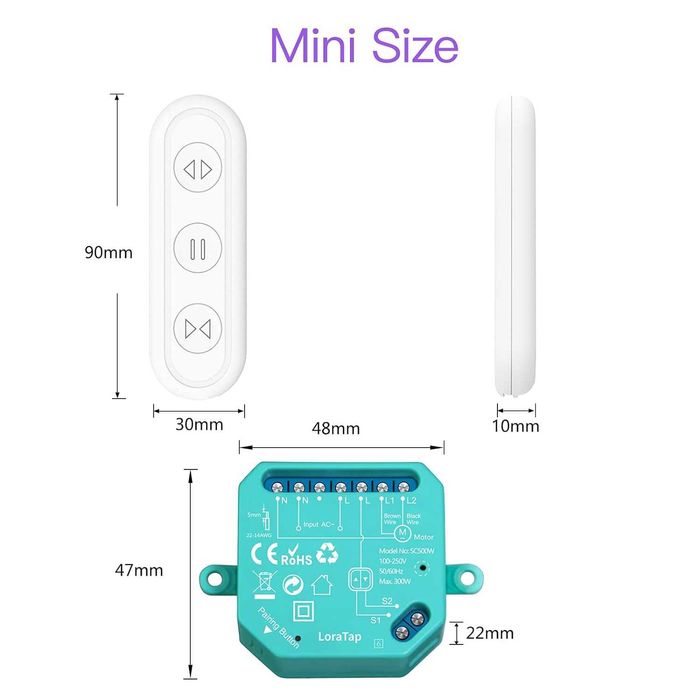 Модул за ролетни щори LoraTap,Безжично дистанционно управление 868MH
