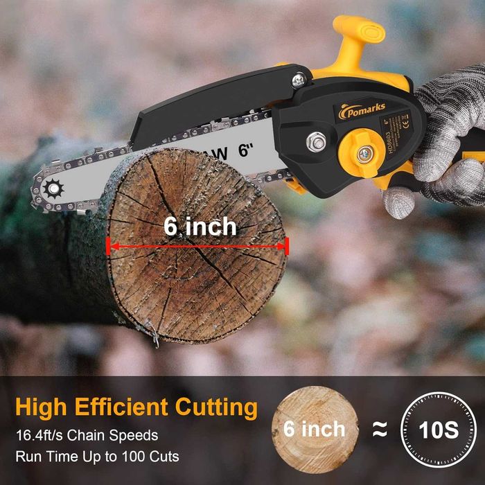 Мини Верижен трион Pomarks с батерия 6 инча трион за клони инструмент