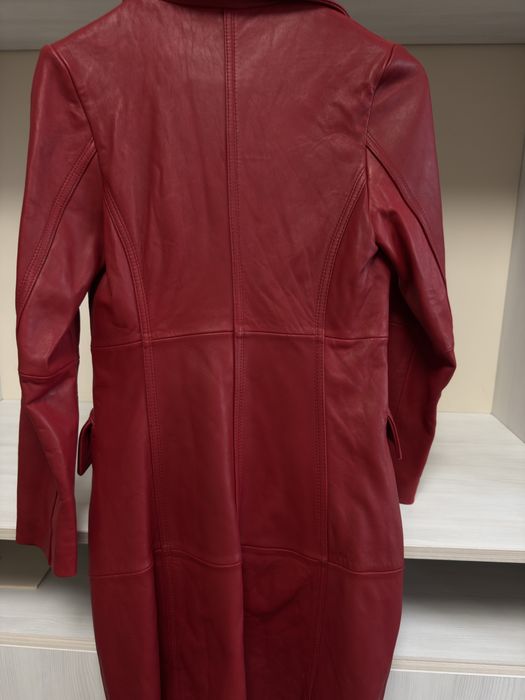 Червено италианско пслто естествена кожа