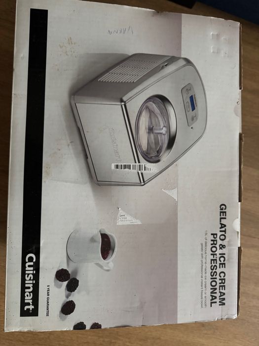 Машина за сладолед Cuisinart ICE100BCU с вграден компресор, Мощност 150 W, Капацитет 1,5 л, Сив