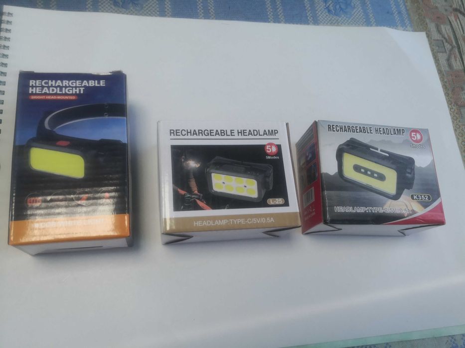 Lanterna de cap detasabil cu leduri cob alb + rosu