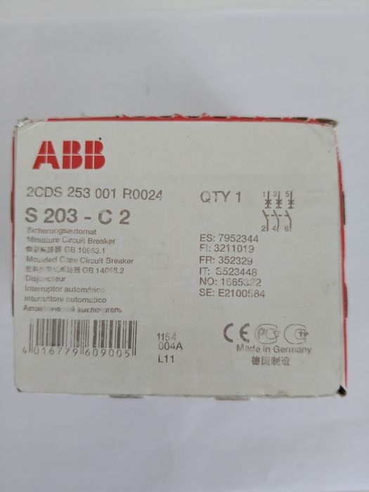 Îtrerupător miniatural ABB model S203-C2