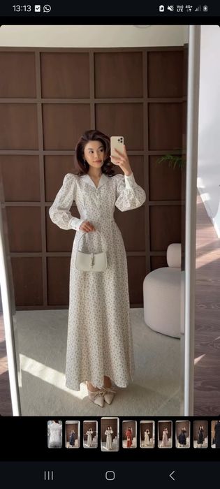 Платье вечернее белое с цветочками