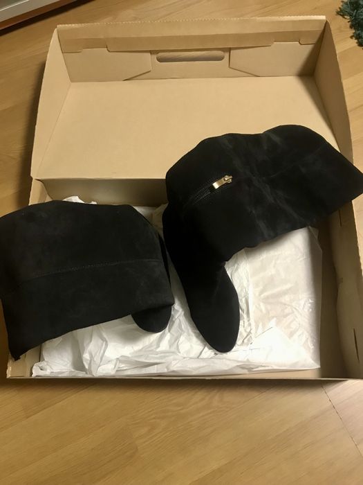 Cizme dama lungi MANDINI Italia, mar.36, noi, piele intoarsa !