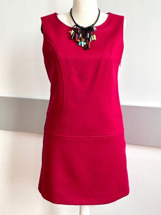 Benetton pure wool raspberry dress разкошен сукман в малинов цвят