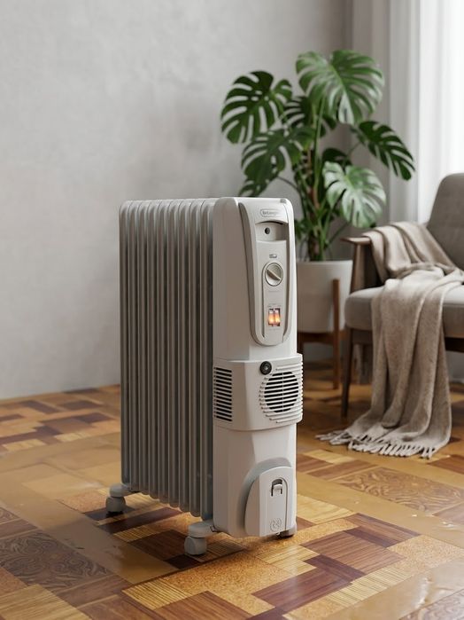 Масляный обогреватель DeLonghi 8 секций с вентилятором 2кВт