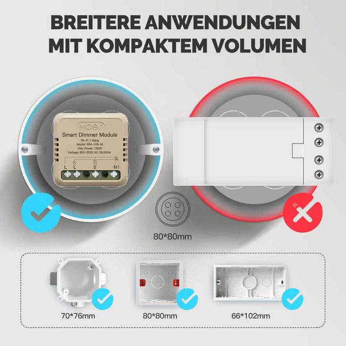 Modul de dimmer LED încastrat Mini WiFi compatibil cu Alexa și Google Assistant