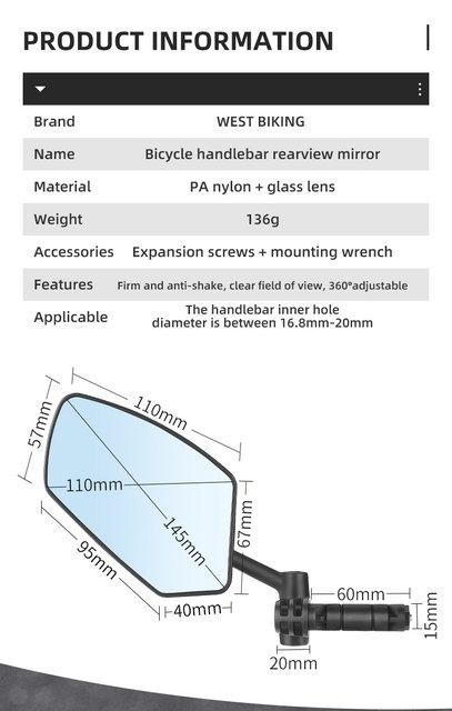 Oglinda pliabila rotativa lentilă antiorbire dop bicicleta ghidon mtb