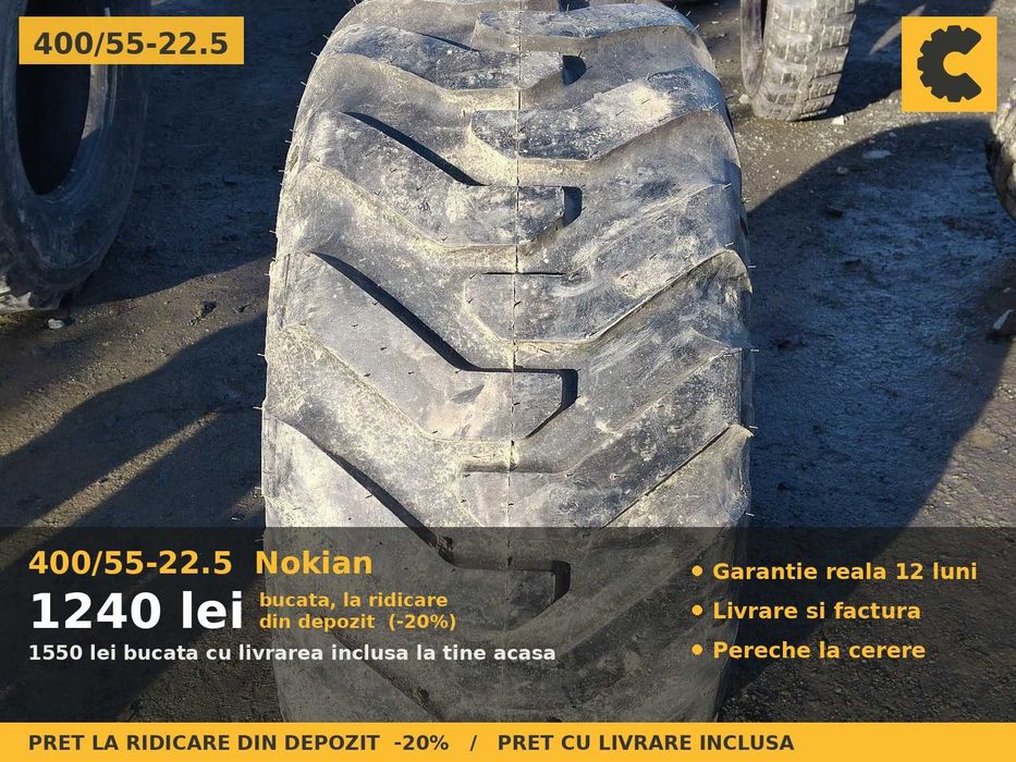 Anvelope Cauciucuri 400/55R22.5 400/55 R22.5 400/55-22.5 400 55 22.5 40055225 Nokian Remorca Implement Flotatie SH Second Hand STOC REAL Oferta Ocazie