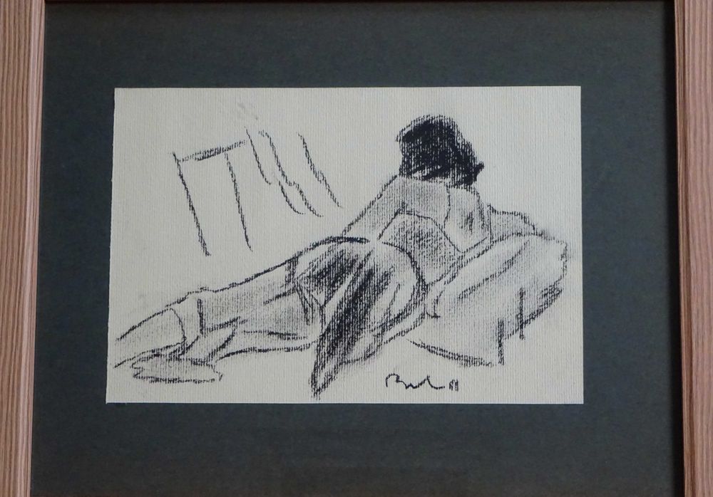 Corneliu Baba, ’Contemplare’| Tablou vechi, carbune pe hartie