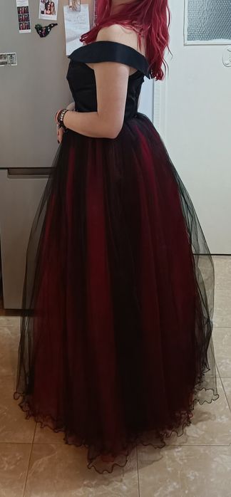 Rochie ocazie/ majorat, negru cu rosu