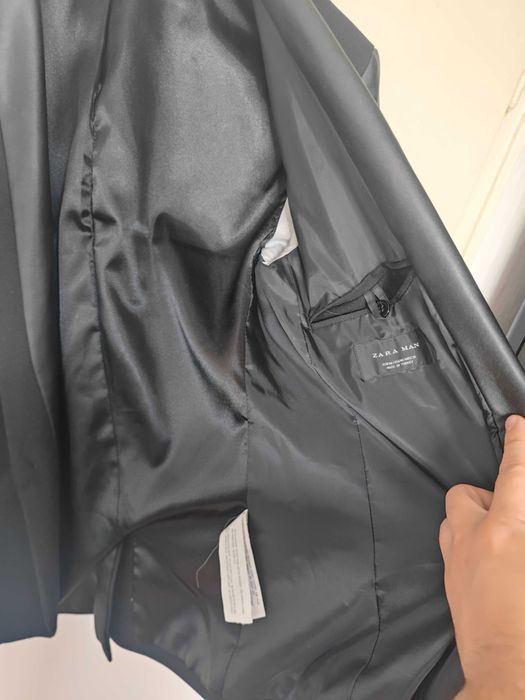 Мъжко Сако Zara размер M 38 / Блейзър с кожени ръкави / Вталенa кройка сако Zara Man