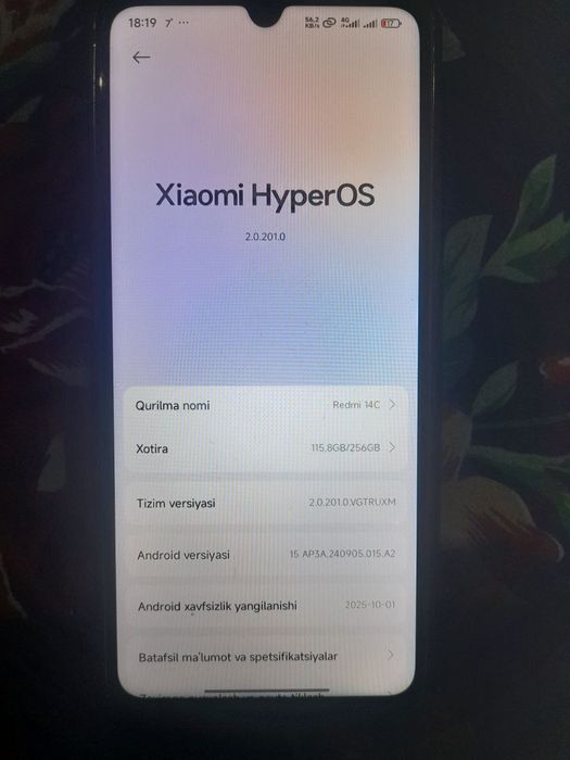 Redmi 14c holati ideal 8/256 xotira manzil Navoiy Xatirchi