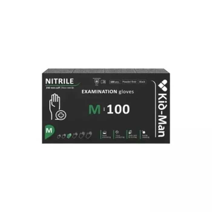 Manusi medicale nitril nepudrate negre Kid-Man 100 bucati/cutie - Oferta