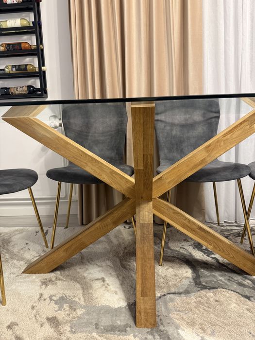 Masa de sticla cu 6 scaune