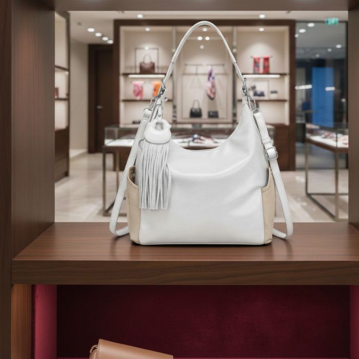 Дамска чанта с висулка и странични джобове в 7 цвята — стилна, вместит