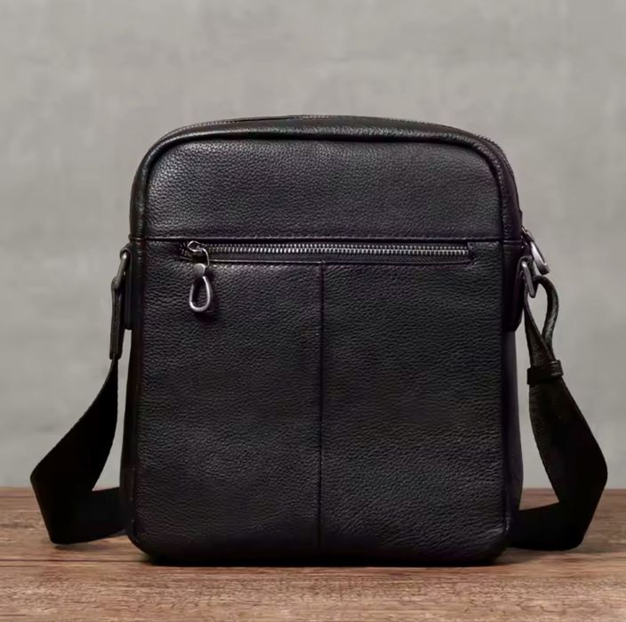 Мъжка модерна бутикова чанта с голям капацитет /Черна естествена кожа!