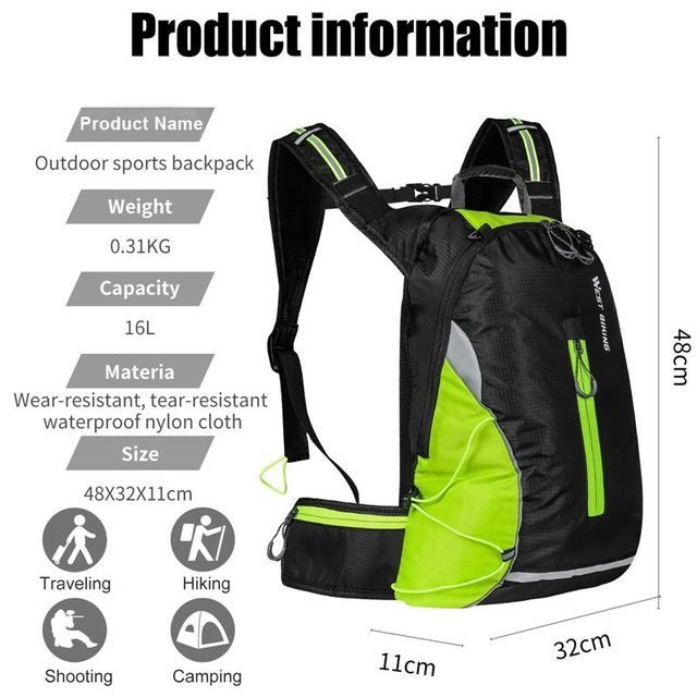 Rucsac 16 L ciclism drumeț munte bicicletă trotineta impermeabil bike