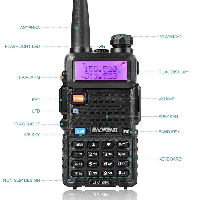 Statie radio portabila Baofeng UV-5R, putere emisie 8W,negru,sigilat