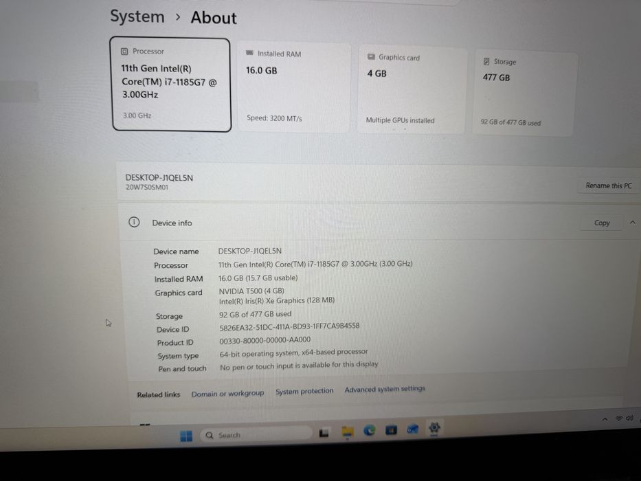 Vand Laptop Lenovo Thinkpad P15s gen 2