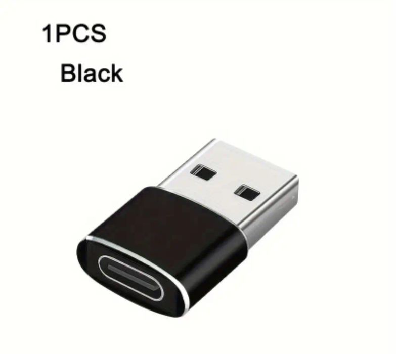 Adaptor Type-C la USB-A, negru și argintiu, nou