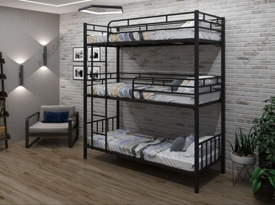 Металлическая Трёхместная кровать, Разборная  От Производителя,