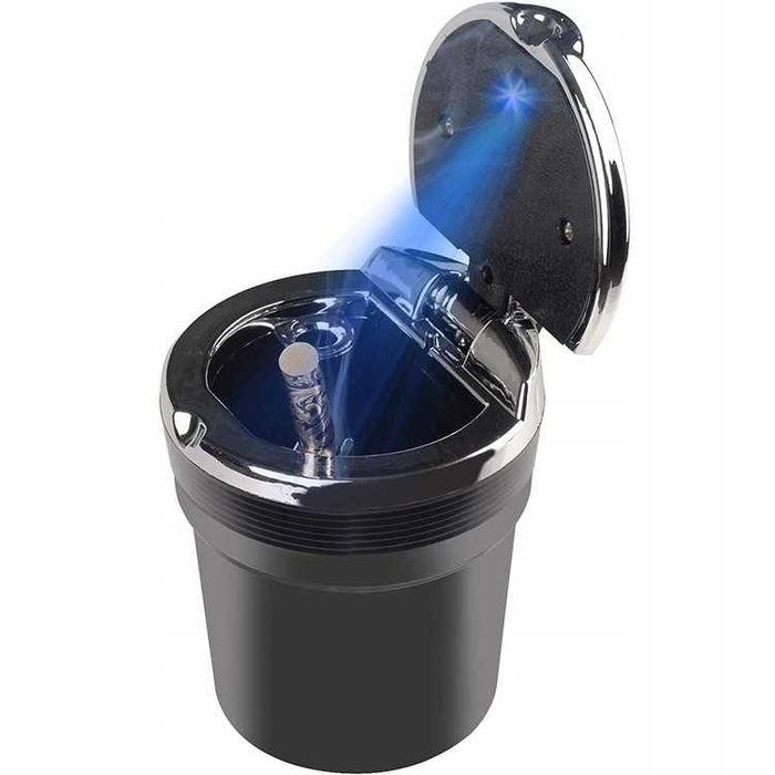 Scrumiera auto cu lumina LED activare automata montare in suport pahar