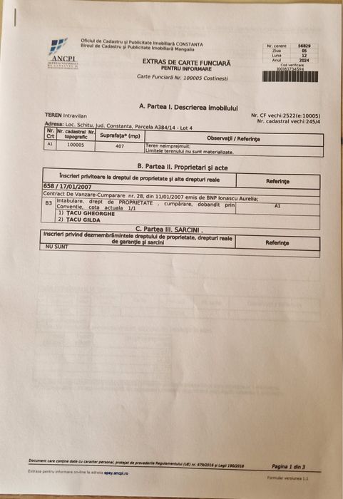 Vand 3 loturi de teren intravilan 407mp Costinesti, Schitu