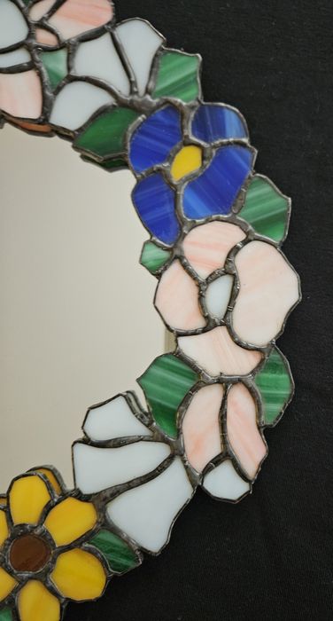 Vitraliu sticla Murano,oglinda cu rama din vitraliu