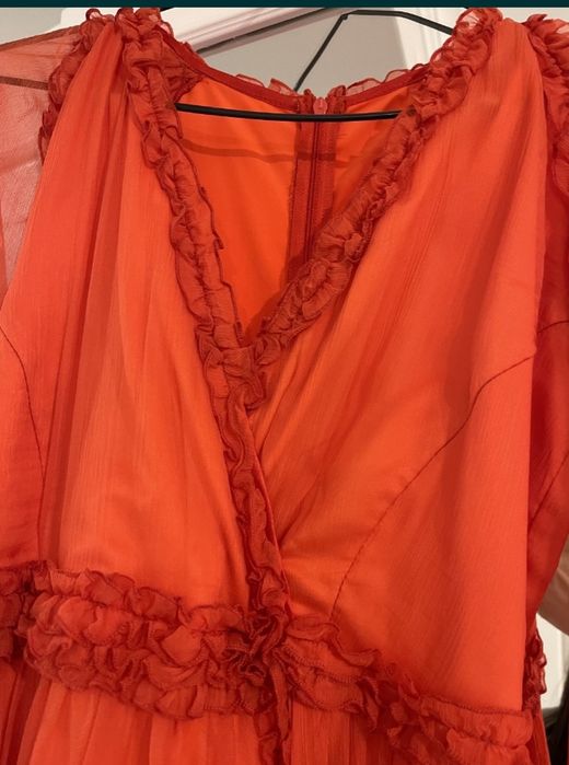 Rochie portocalie din matase