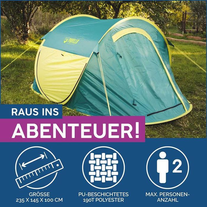 Bestway 68086 BW Палатка 2-местная 235x145х100см "Coolmount 2" 1 слой