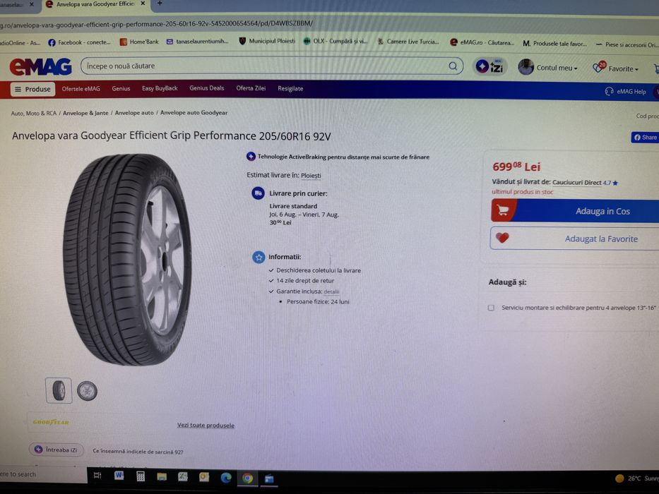 Anvelope vara Goodyear Efficient Grip Performance 206/60R16 92v