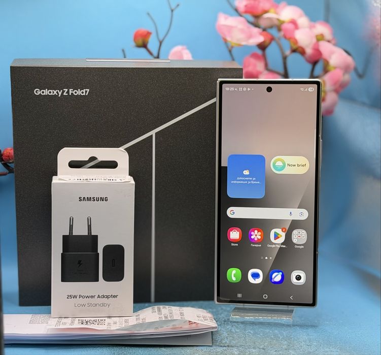 ГАРАНЦИОНЕН!!! Samsung Galaxy Z Fold7, 12GB RAM, 512GB, 5G, Silver Shadow + подарък адаптер