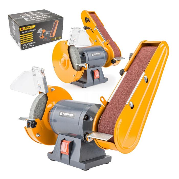 Polizor cu piatra si banda abraziva smirghel, 1850 W, Powermat