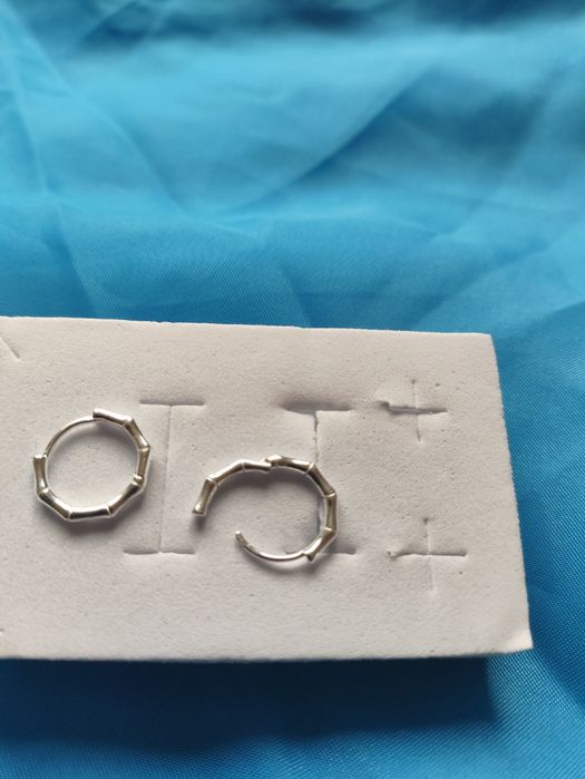 Сребърни обеци бамбук