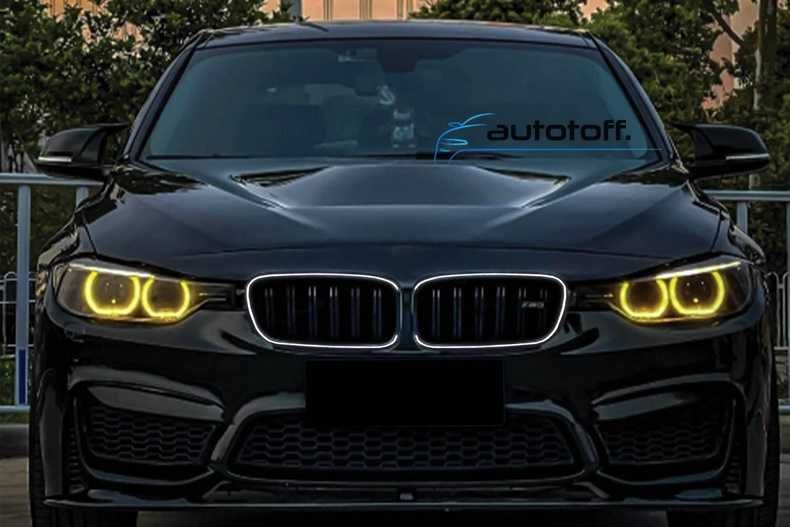 Grile duble iluminate compatibile cu BMW Seria 3 F30 F31 (11-19) Negru lucios cu LED
