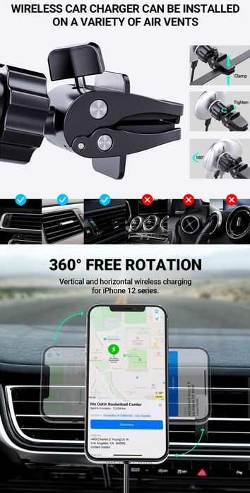 Acefast D3 Магнитный Авто Держатель 15W MagSafe iPhone 14 & 15 Series