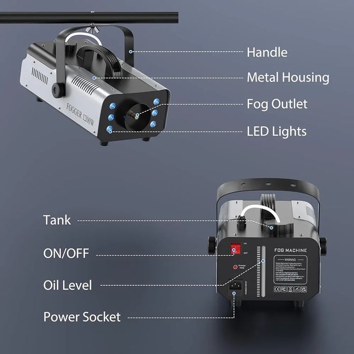 Машина за дим UKing 1200W с RGB LED осветление и дистанционно управлен