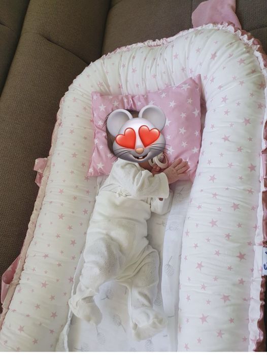 Бебешко гнездо розово със звездички