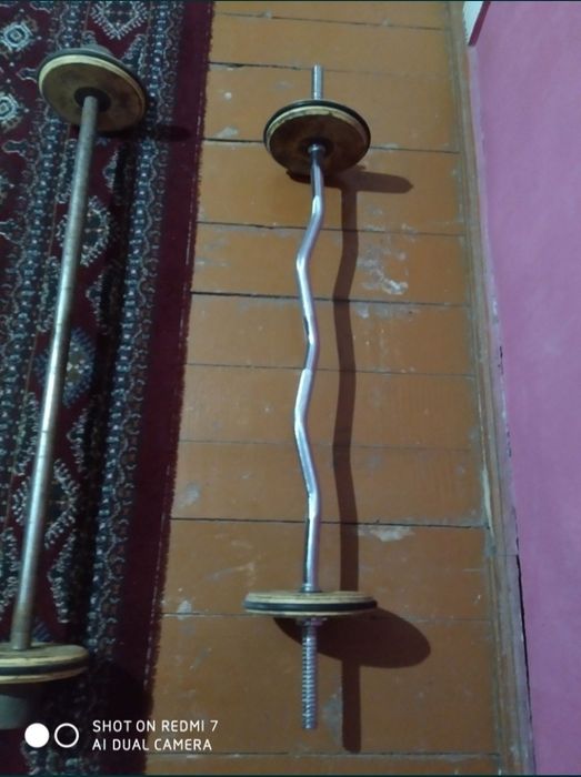 Штанга с прямым и Z грифом и блинами