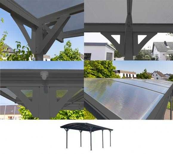 Алуминиев навес за автомобил Westmann, цвят Антрацит 3х5х2.19 м ШхДхВ